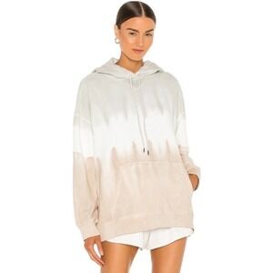 ATM Anthony Thomas Melillo Oversized Dip Dye Cotton Hoodie Tan Ombre